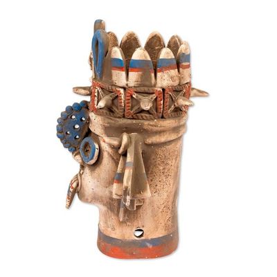 Alternate image for Signed Handcrafted Ceramic Aztec Archaeology Sculpture Aztec Rain God Tlaloc