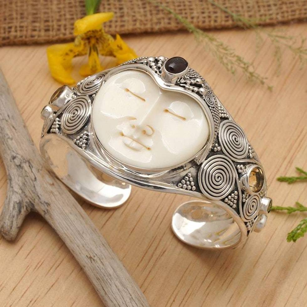 Handcrafted Sterling Silver Cuff Bracelet from Indonesia 'Imperial Woman'