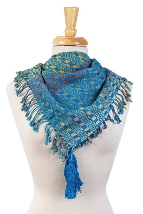 Alternate image for Maya Backstrap Loom Handwoven Multicolor Cotton Scarf Highlands Fiesta