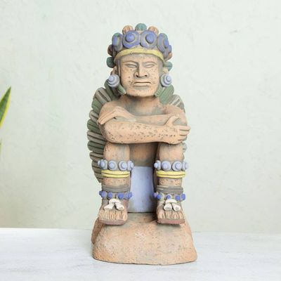 Alternate image for Collectible Aztec Ceramic Sculpture Museum Replica Pensive Tonatiuh