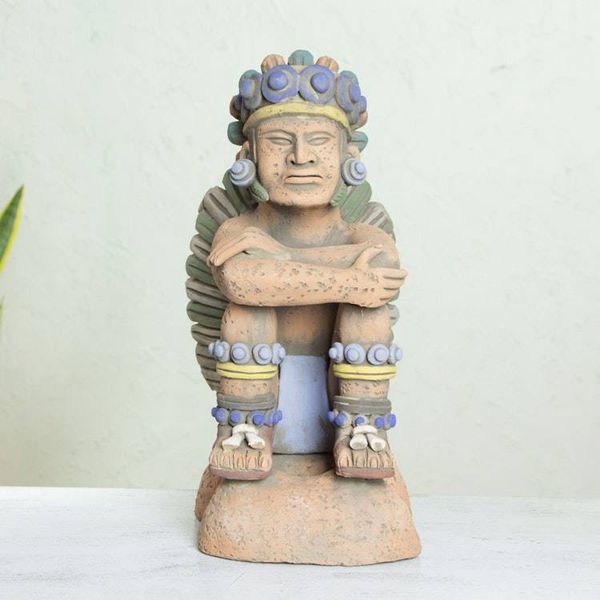 Alternate image for Collectible Aztec Ceramic Sculpture Museum Replica Pensive Tonatiuh