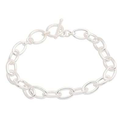 Alternate image for High Polished Oval-Shaped Sterling Silver Link Bracelet Oval Promise