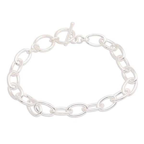 Alternate image for High Polished Oval-Shaped Sterling Silver Link Bracelet Oval Promise