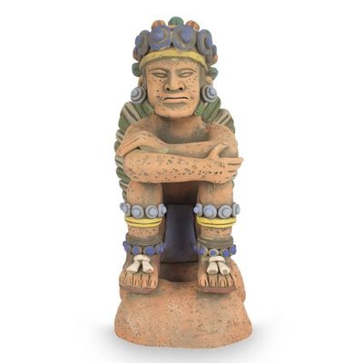 Alternate image for Collectible Aztec Ceramic Sculpture Museum Replica Pensive Tonatiuh