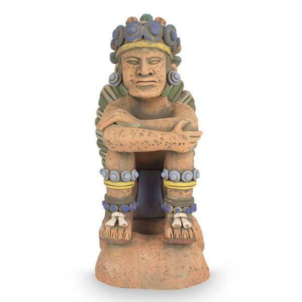Alternate image for Collectible Aztec Ceramic Sculpture Museum Replica Pensive Tonatiuh