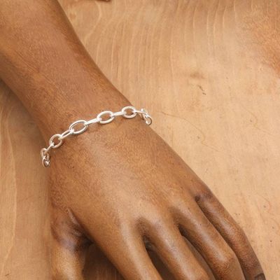 Alternate image for High Polished Oval-Shaped Sterling Silver Link Bracelet Oval Promise