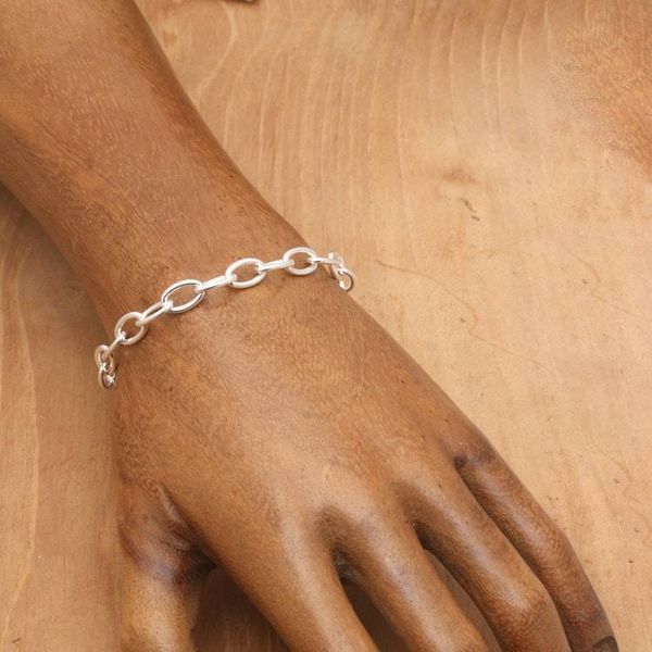 Alternate image for High Polished Oval-Shaped Sterling Silver Link Bracelet Oval Promise