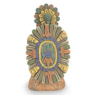 Alternate image for Collectible Aztec Ceramic Sculpture Museum Replica Pensive Tonatiuh