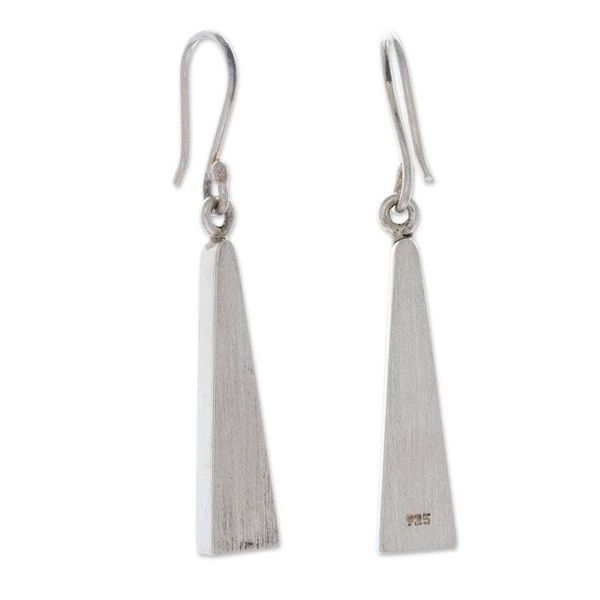 Alternate image for Matte Minimalist Sterling Silver Triangle Jewelry Set Triangle Towers