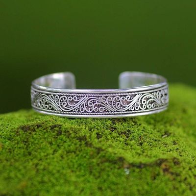 Primary image for Artisan Crafted Sterling Silver Cuff Bracelet Fern Ribbon