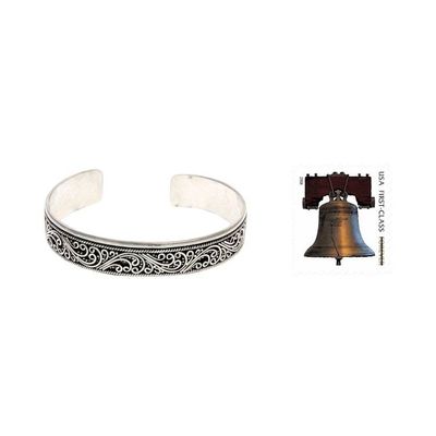 Alternate image for Artisan Crafted Sterling Silver Cuff Bracelet Fern Ribbon