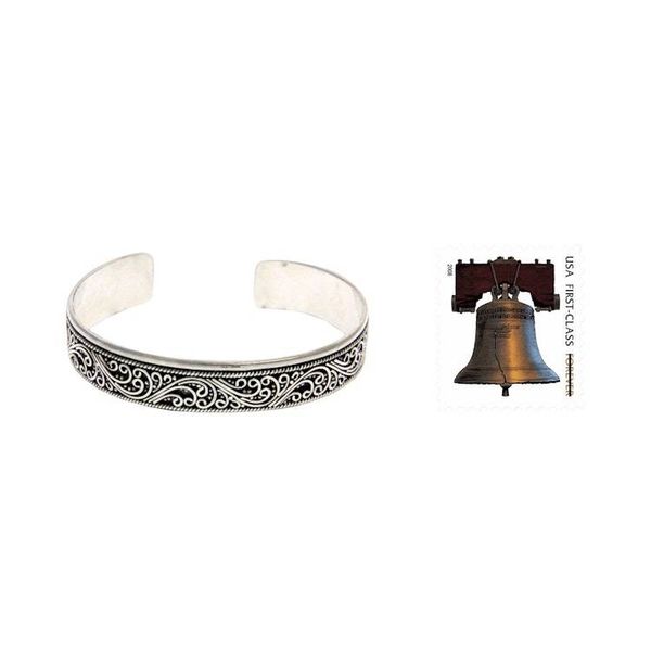 Alternate image for Artisan Crafted Sterling Silver Cuff Bracelet Fern Ribbon