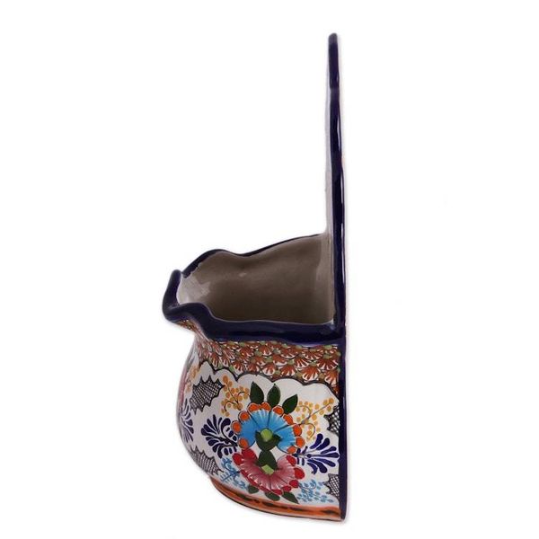 Alternate image for Floral Talavera-Style Ceramic Wall Planter from Mexico Lively Talavera
