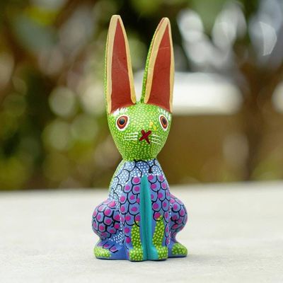 Primary image for Multicolored Rabbit Alebrije Sculpture Colorful Bunny