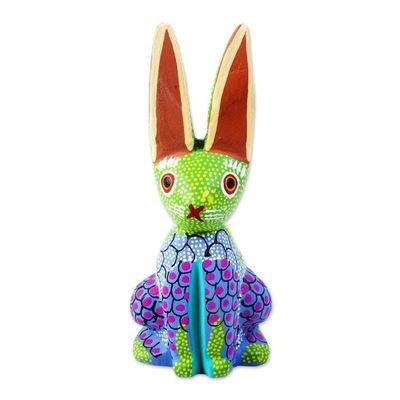 Alternate image for Multicolored Rabbit Alebrije Sculpture Colorful Bunny