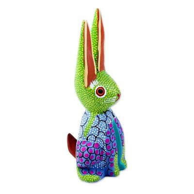 Alternate image for Multicolored Rabbit Alebrije Sculpture Colorful Bunny