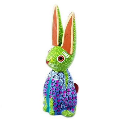 Alternate image for Multicolored Rabbit Alebrije Sculpture Colorful Bunny