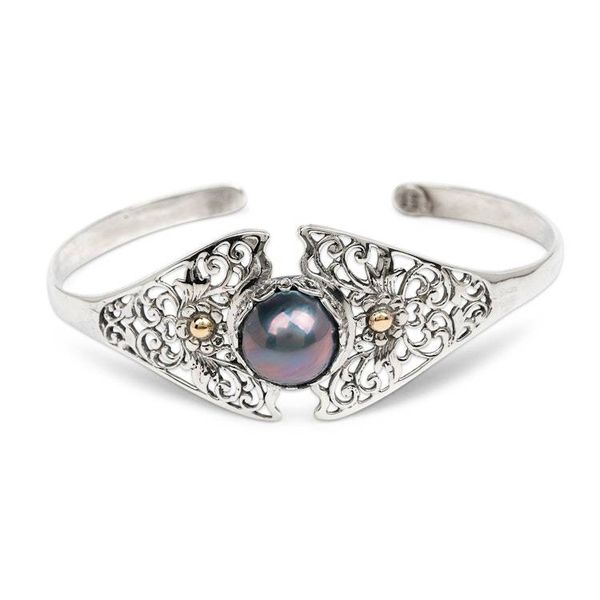Alternate image for 18k Gold-Accented Cultured Mabe Pearl Silver Cuff Bracelet Blossom Crown