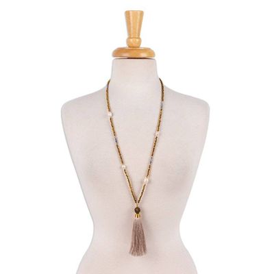Alternate image for Y Necklace with Gold Accent Cultured Pearl Crystals  Tassel Trendy Tassel