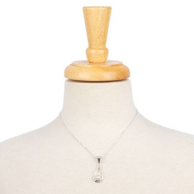 Alternate image for White Pearl Handcrafted Textured Taxco Silver Necklace Luminous Rain