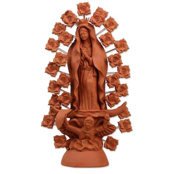 Alternate image for Hand Sculpted Ceramic Sculpture of Virgin of Guadalupe Virgin of Guadalupe