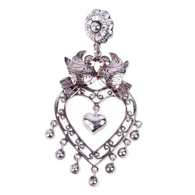 Alternate image for Taxco Silver Mazahua Antique Mazahua Style Pendant Doves in Love