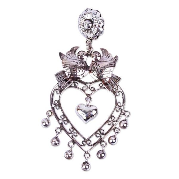Alternate image for Taxco Silver Mazahua Antique Mazahua Style Pendant Doves in Love