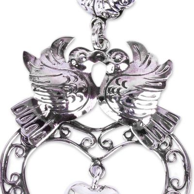 Alternate image for Taxco Silver Mazahua Antique Mazahua Style Pendant Doves in Love
