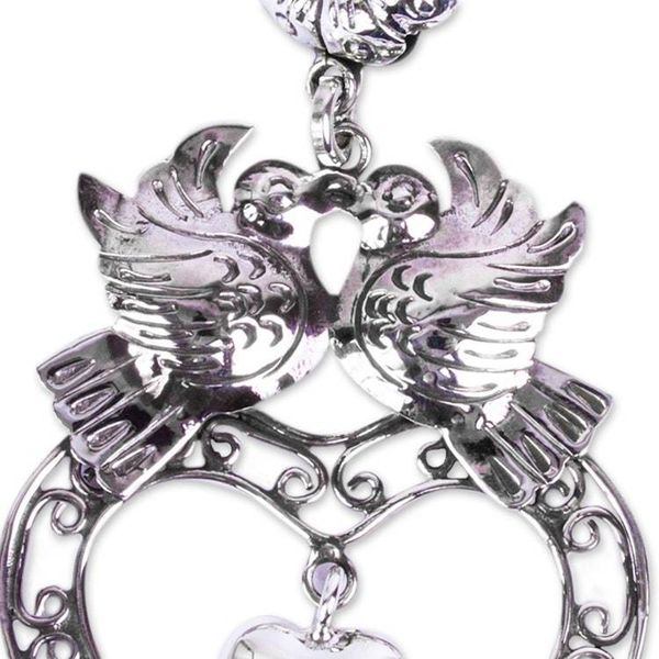 Alternate image for Taxco Silver Mazahua Antique Mazahua Style Pendant Doves in Love