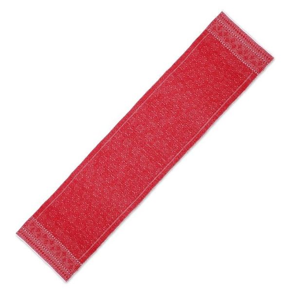 Alternate image for Handwoven Cotton Table Runner in Chili from Mexico Chili Geometry