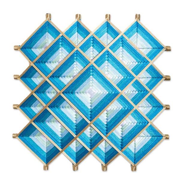 Alternate image for Pine Wood Handwoven Mint Wall Art with Geometric Motifs Water Divinity