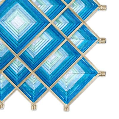 Alternate image for Pine Wood Handwoven Mint Wall Art with Geometric Motifs Water Divinity