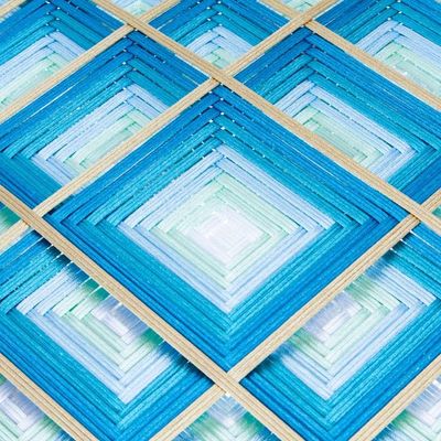Alternate image for Pine Wood Handwoven Mint Wall Art with Geometric Motifs Water Divinity