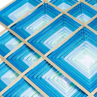 Alternate image for Pine Wood Handwoven Mint Wall Art with Geometric Motifs Water Divinity