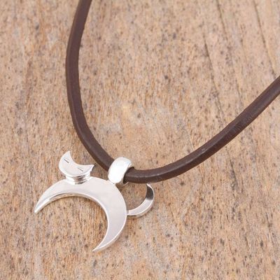 Alternate image for Adjustable Silver Cat Pendant Necklace from Mexico Felix the Cat