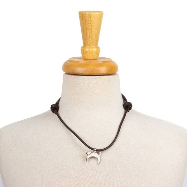 Alternate image for Adjustable Silver Cat Pendant Necklace from Mexico Felix the Cat