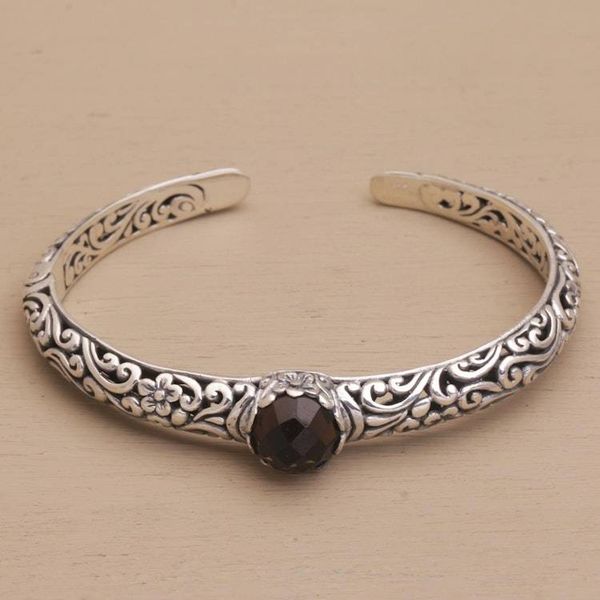 Alternate image for Artisan Crafted Fair Trade Silver Bracelet with Smoky Quartz Forest Nymph