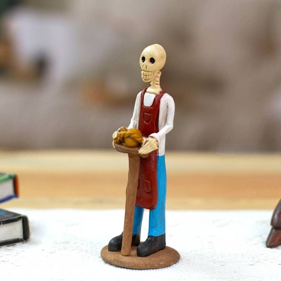 Artisan Ceramic Statuette from Mexico 'Artisan Catrin'