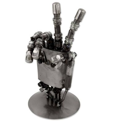 Alternate image for Mexico Handcrafted Recycled Metal Sculpture Rustic Robot Hand