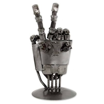 Alternate image for Mexico Handcrafted Recycled Metal Sculpture Rustic Robot Hand