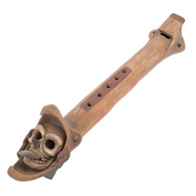 Alternate image for Handcrafted Aztec Warrior-Themed Ceramic Flute from Mexico Ancestors Melodies