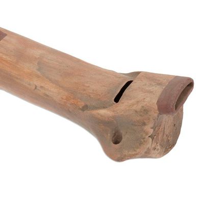 Alternate image for Handcrafted Aztec Warrior-Themed Ceramic Flute from Mexico Ancestors Melodies