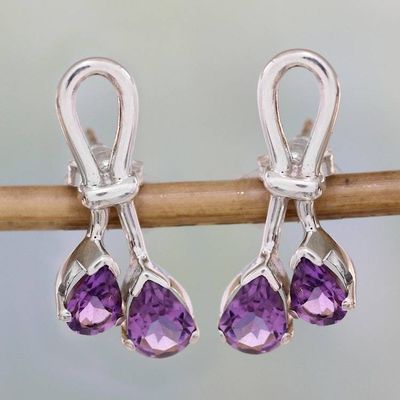 Primary image for Handcrafted Amethyst Silver Earrings Purple Promise
