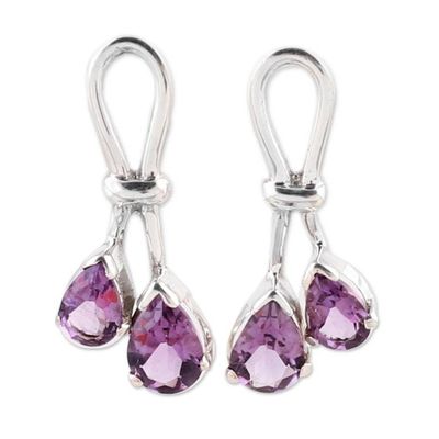 Alternate image for Handcrafted Amethyst Silver Earrings Purple Promise