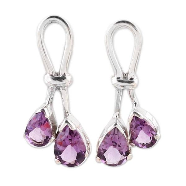 Alternate image for Handcrafted Amethyst Silver Earrings Purple Promise