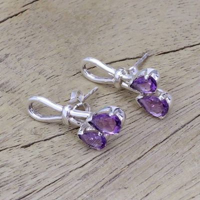 Alternate image for Handcrafted Amethyst Silver Earrings Purple Promise