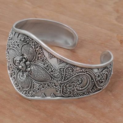Alternate image for Handcrafted Sterling Silver Cuff Bracelet from Indonesia Windy Garden