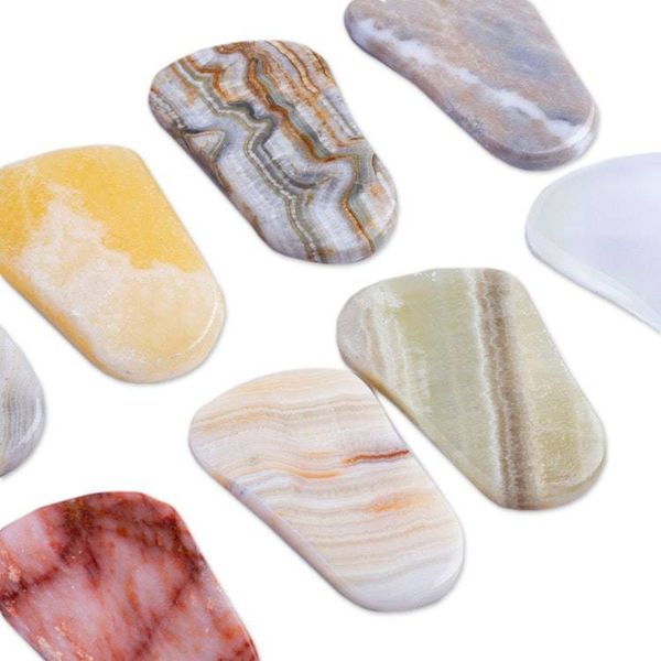 Alternate image for Mexican Set of 2 Reclaimed Marble Stress-Relieving Stones Gentle Caress