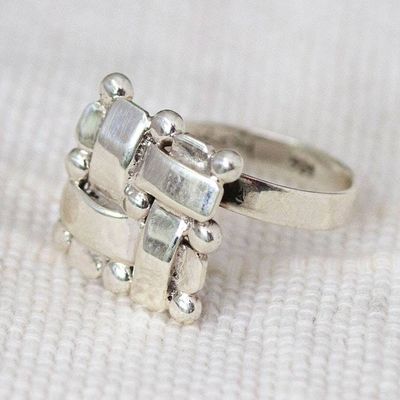 Primary image for Polished Adjustable Taxco Sterling Silver Cocktail Ring Braided Gala