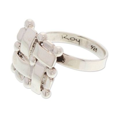 Alternate image for Polished Adjustable Taxco Sterling Silver Cocktail Ring Braided Gala